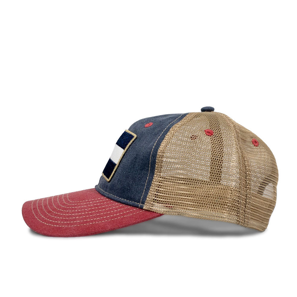 Vintage Denim Flag Patch Trucker Hat