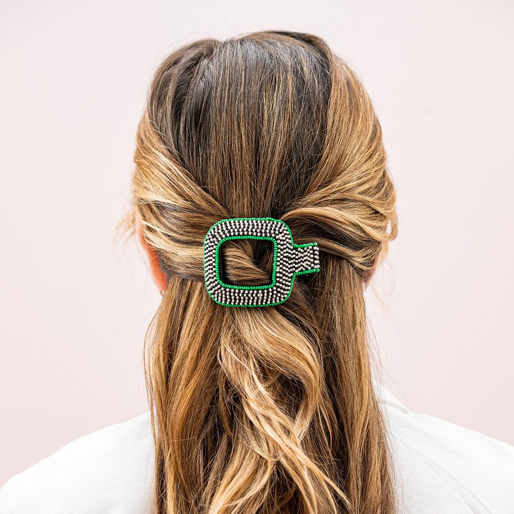 Charlotte Flat Hair Clip - Green - Ink + Alloy