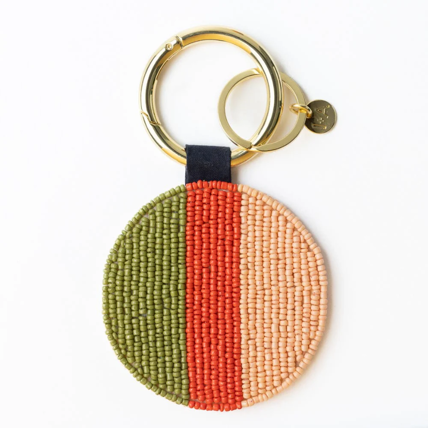 Kelsey Olives Seed Bead Bag Accessory Key Ring - Ink + Alloy