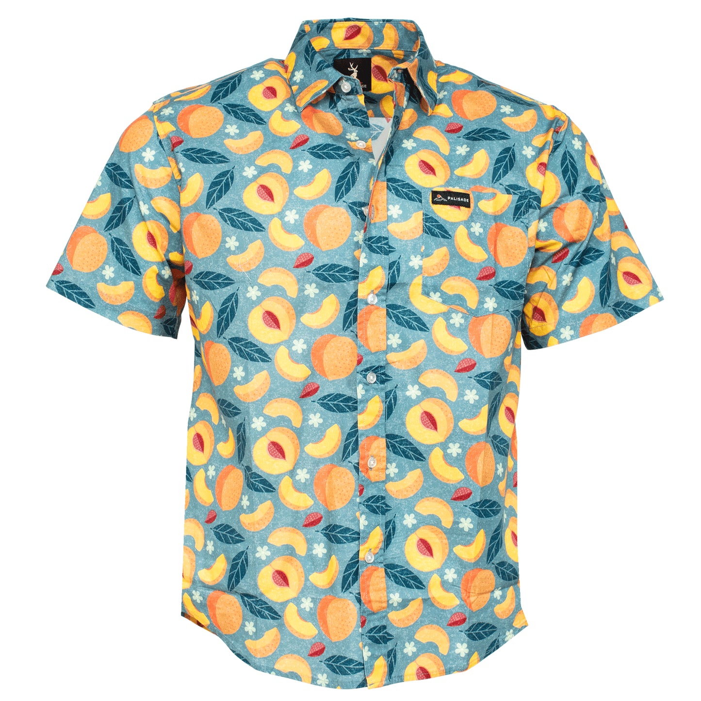 Exclusive Peaches & Leaves Button Up with Palisade Patch Green