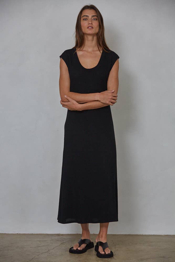 Ribbed Cap Sleeve Dress