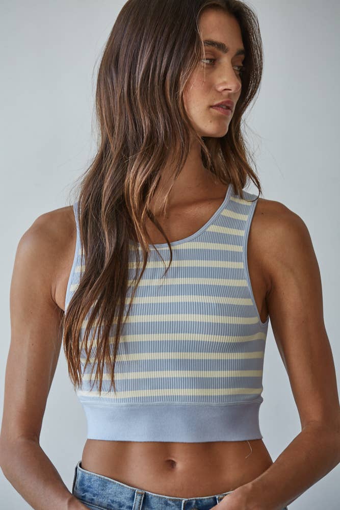 Knit Seamless Ribbed Striped Racerback Brami