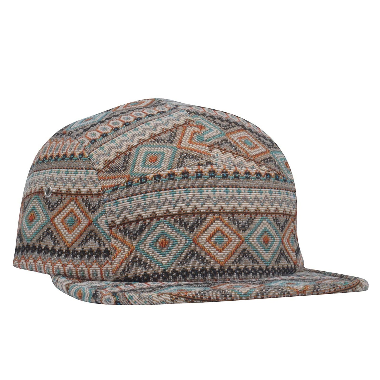Multi Color Jacquard 5 Panel Hat Camp Cap