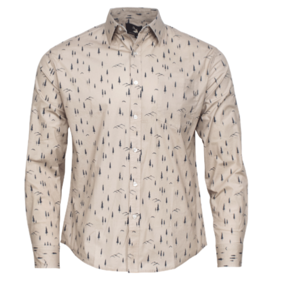 Long-Sleeve Rocky Mountain Beige Camp Button Up
