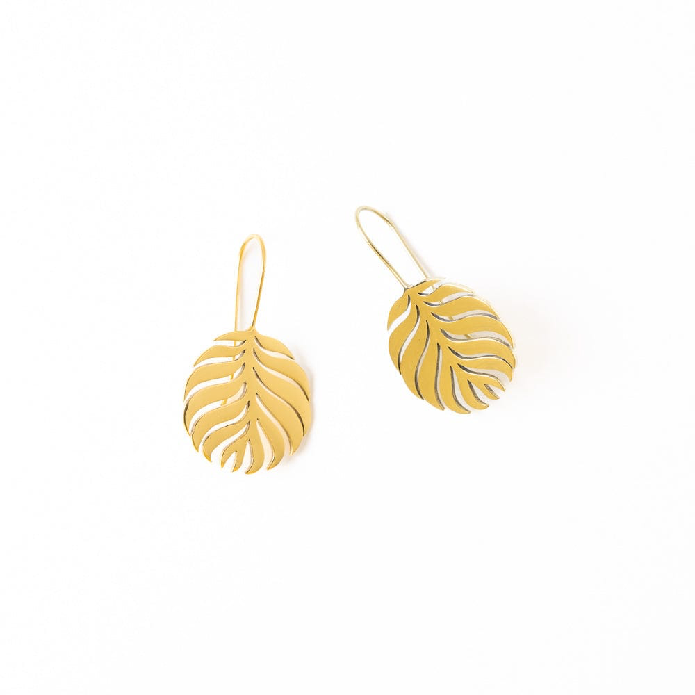 Camila Round Open Palm Leaf Threader Earrings - Ink + Alloy