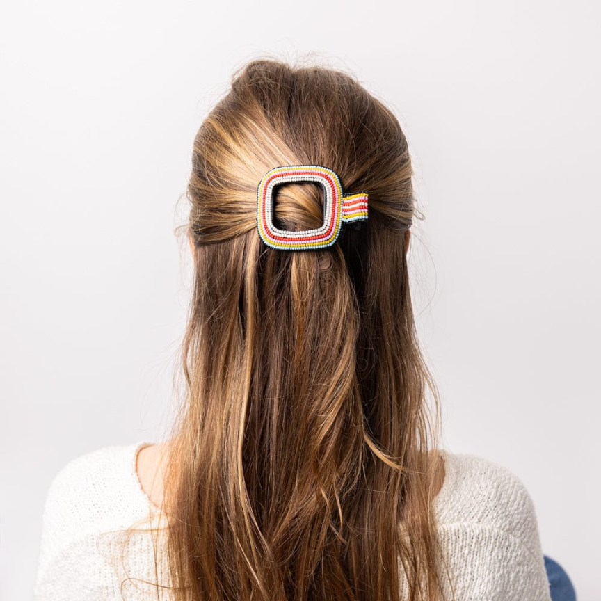 Charlotte Stripe Flat Hair Clip - Multi - Ink + Alloy