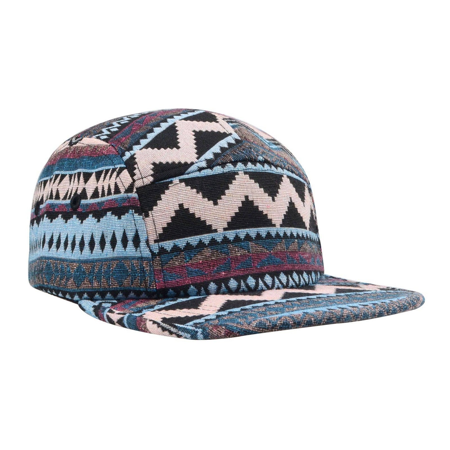 Native Multi Color Jacquard 5 Panel Hat Camp Cap - Brown