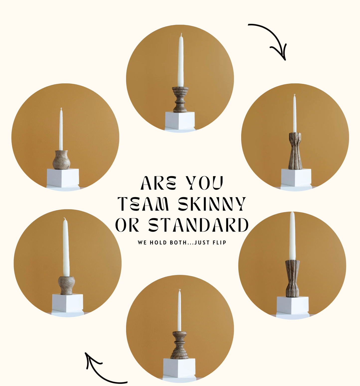 Dual Skinny & Standard Taper Candle Holders. Set of 3