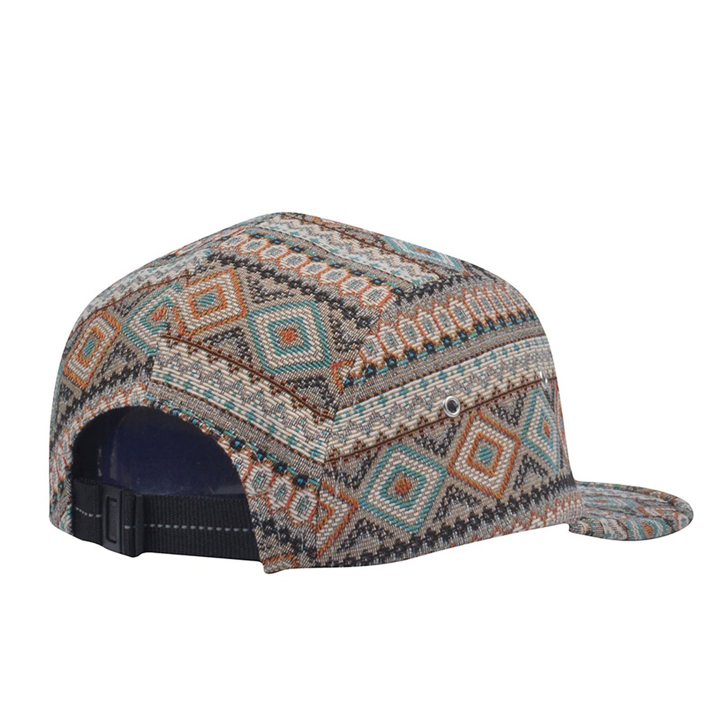 Multi Color Jacquard 5 Panel Hat Camp Cap