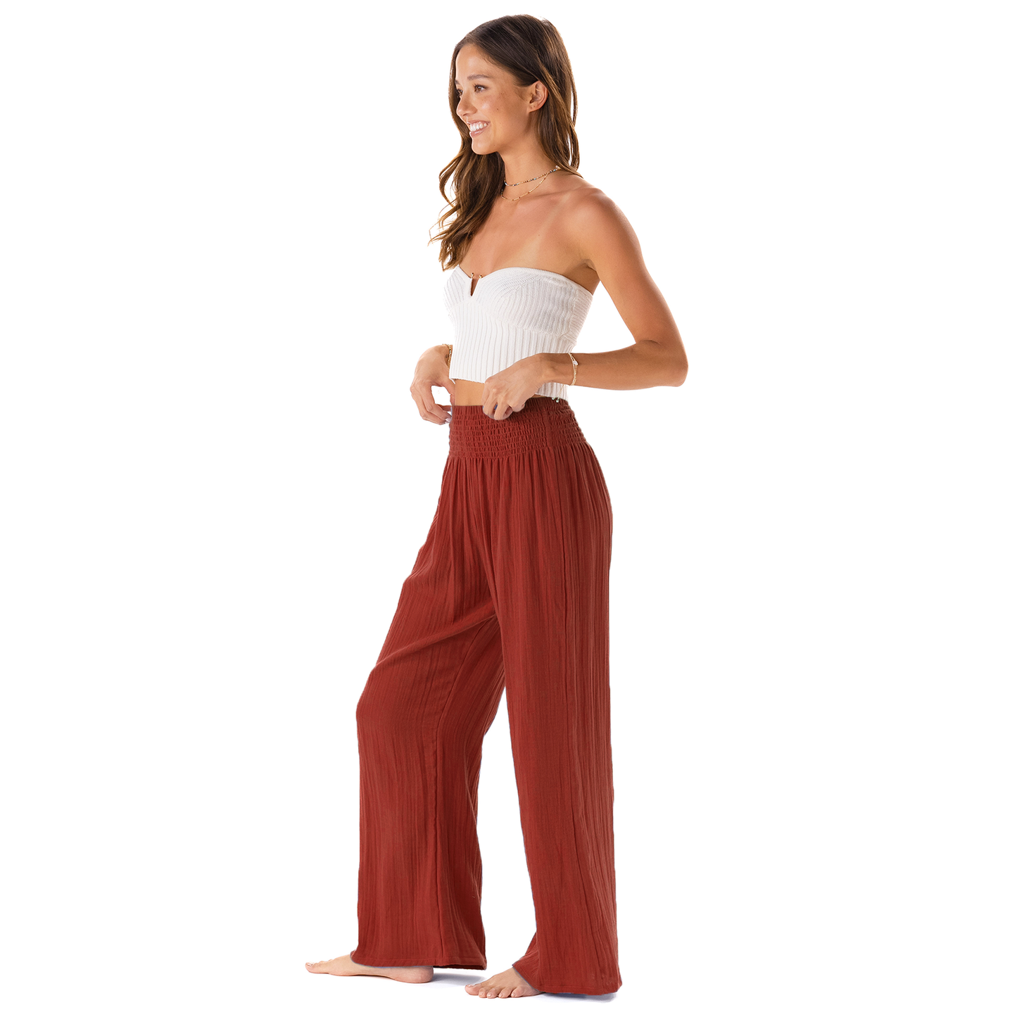 Seaside Spice Wide Leg Cotton Pants