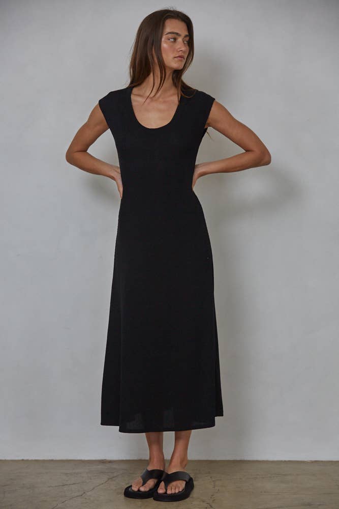 Ribbed Cap Sleeve Dress