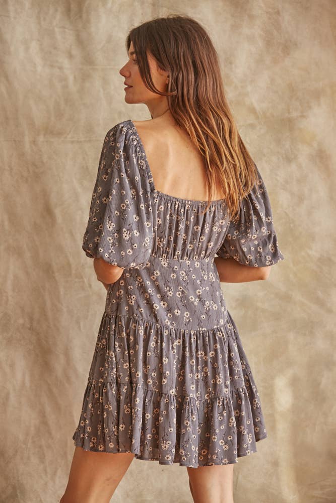 Floral Print Ruffle Mini Dress