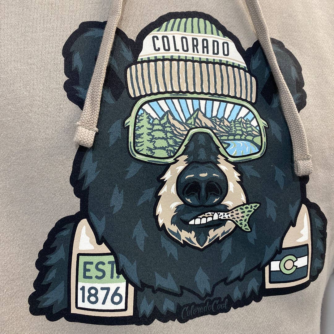 Colorado Backwoods Bear Pullover Hoodie - Cement Gray