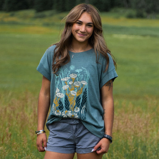 Wild Field Ladies Tee - Washed Basil