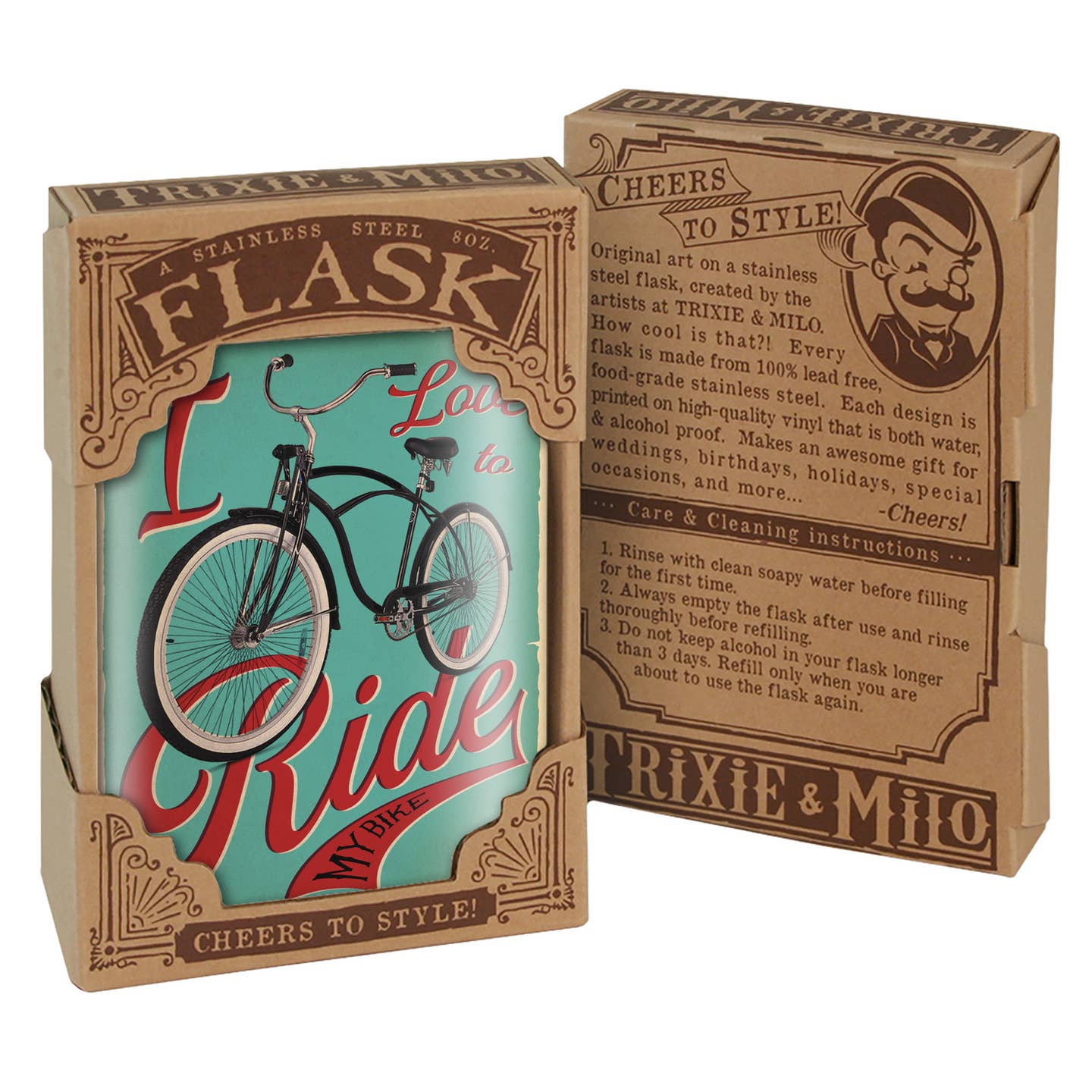 Stainless Steel Flask - I Love To Ride My Bike