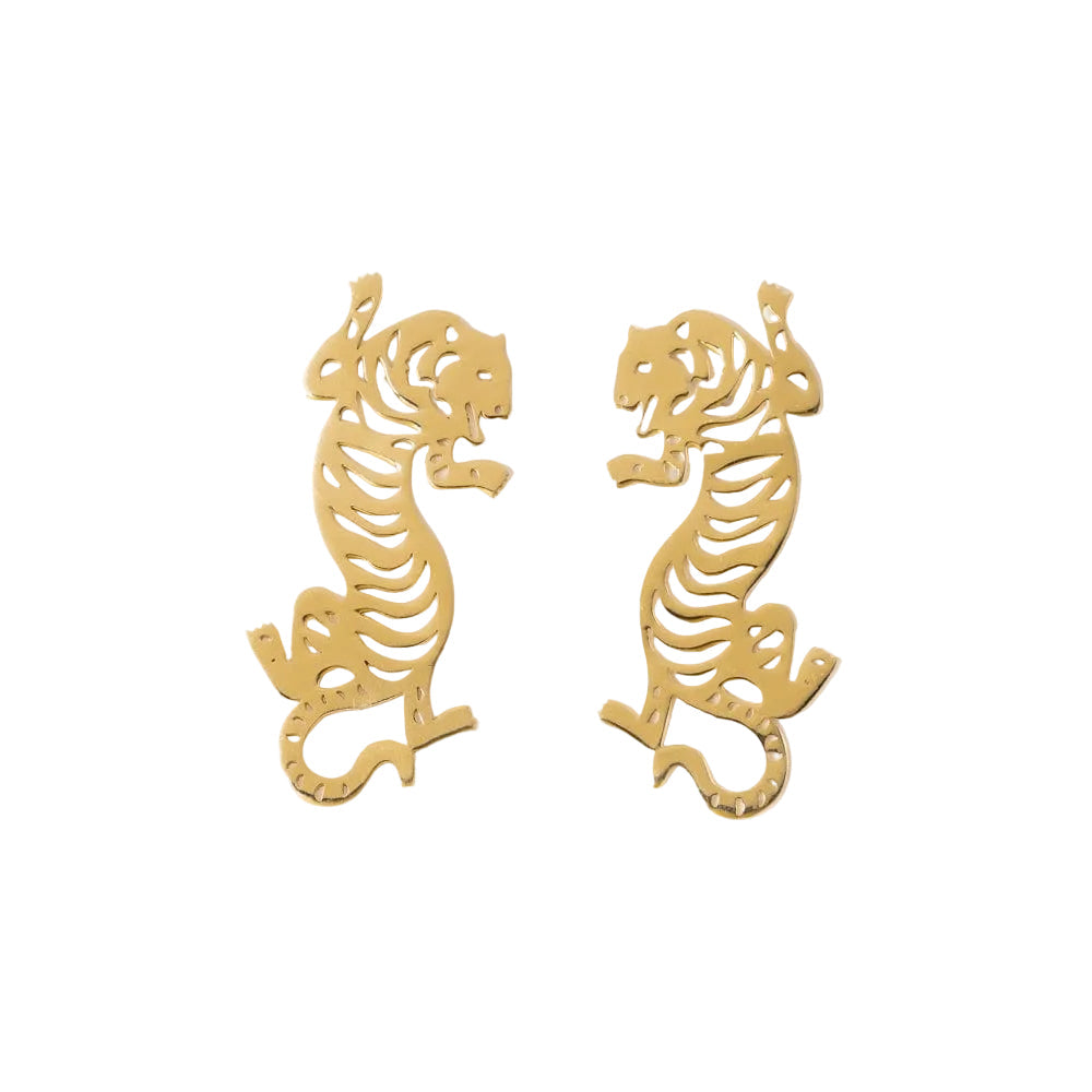 Bianca Tiger Drop Earrings - Brass - Ink + Alloy