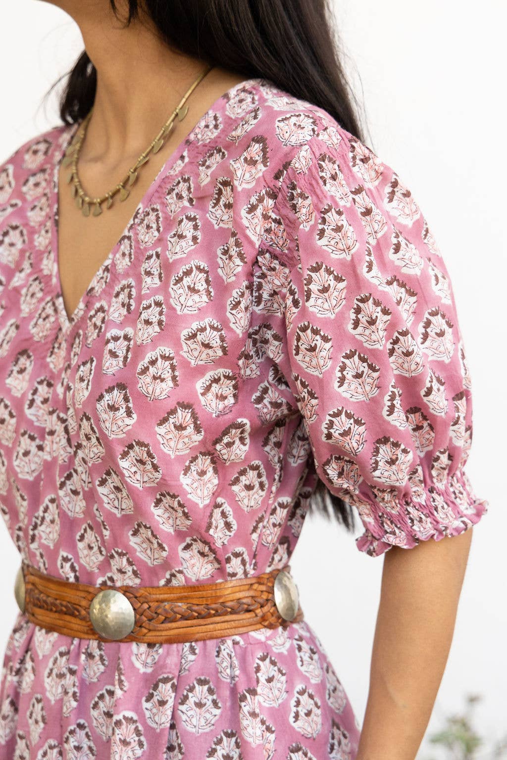 Block Printed Cotton Maxi Dress (Imara dress: Rose)