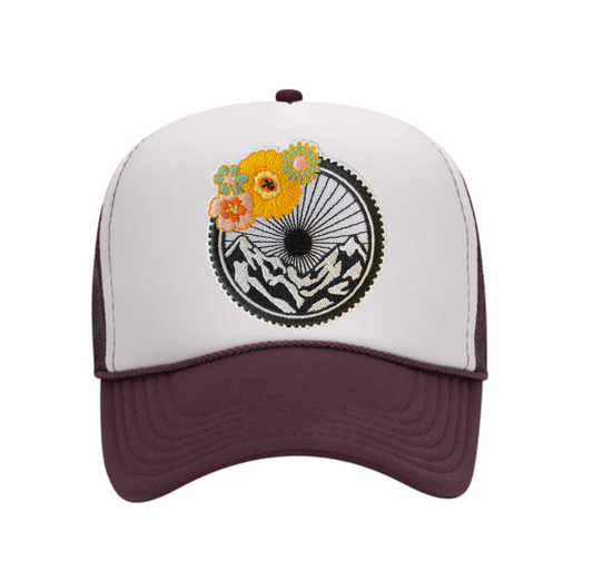 Bicycle Mountain Flower Adult Trucker Hat