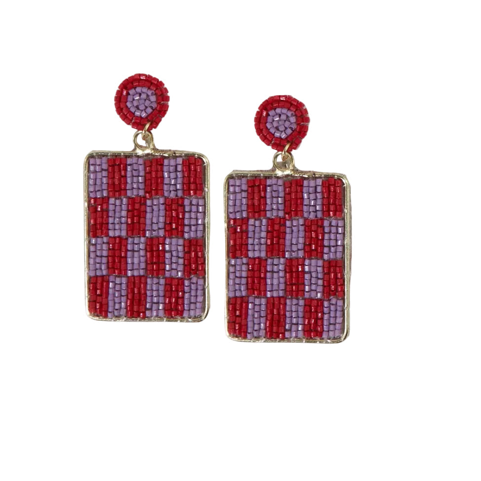 Sally Checkered Earrings - Red - Ink + Alloy