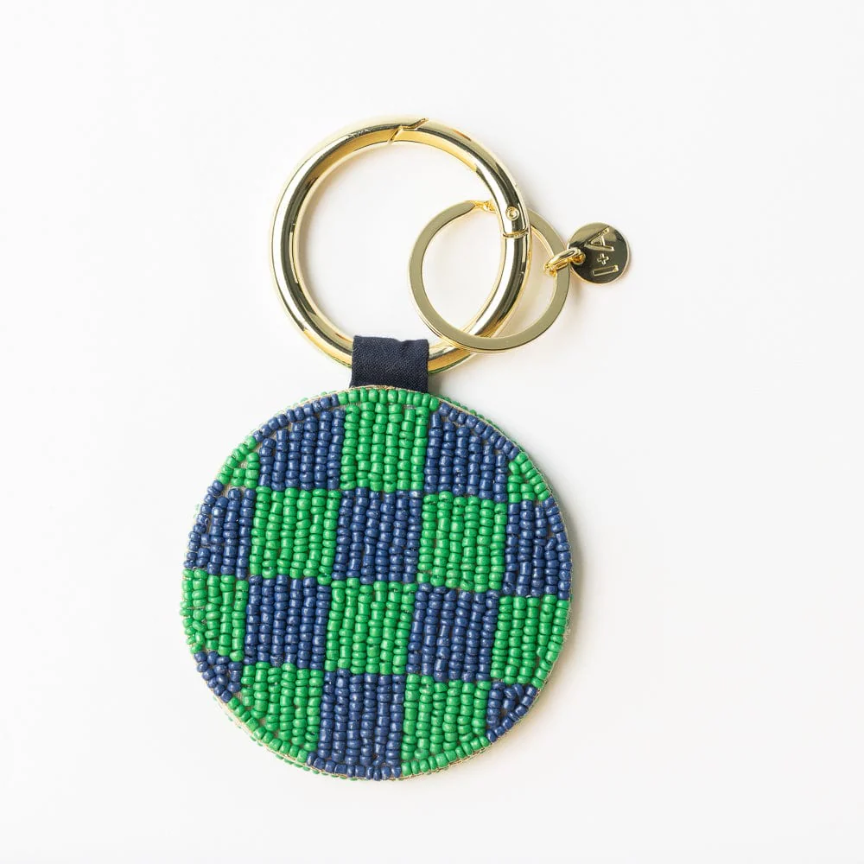 Kelsey Cherries Seed Bead Bag Accessory Key Ring - Ink + Alloy