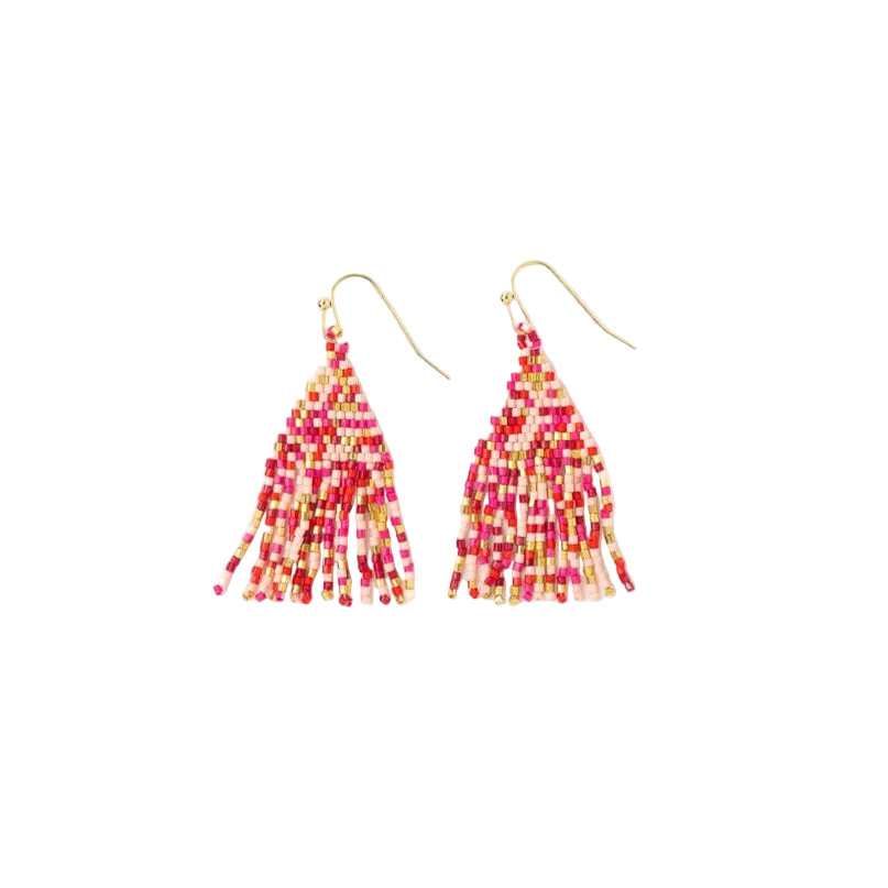 Cassie Mini Confetti Short Fringe Earrings Pink + Gold - Ink + Alloy