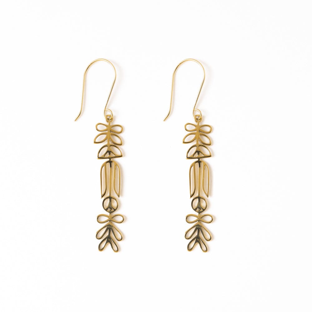 Elsa Botanical Nordic Floral Drop Earrings Brass - Ink + Alloy