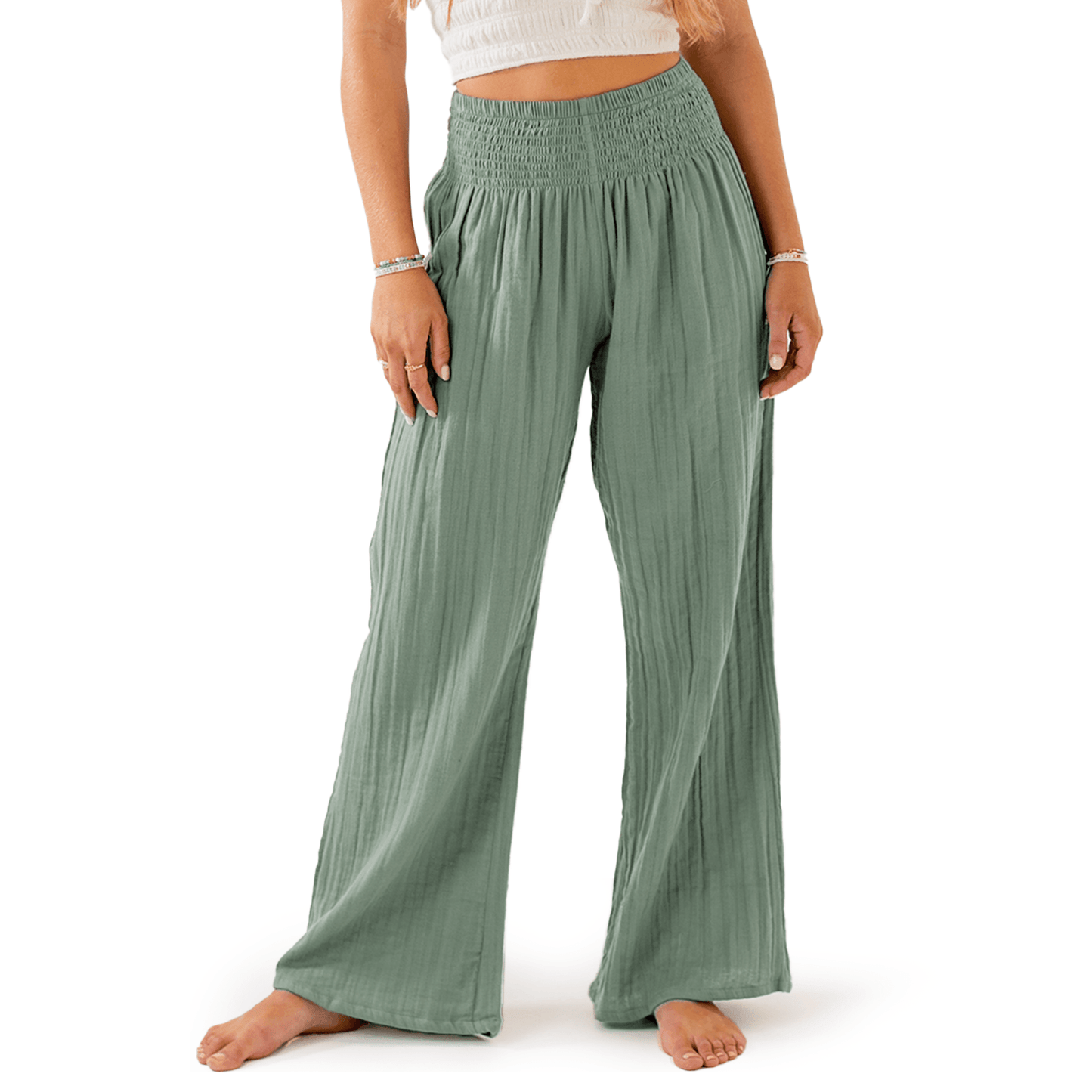 Sage Wide Leg Cotton Pants