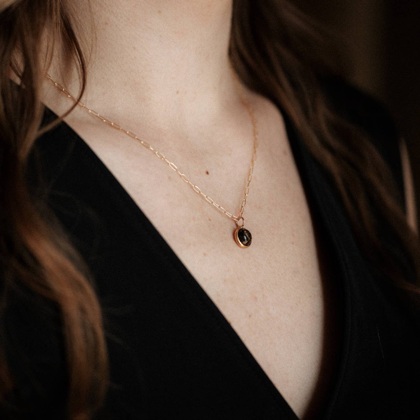 Hyalite Necklace - Copper Obsidian