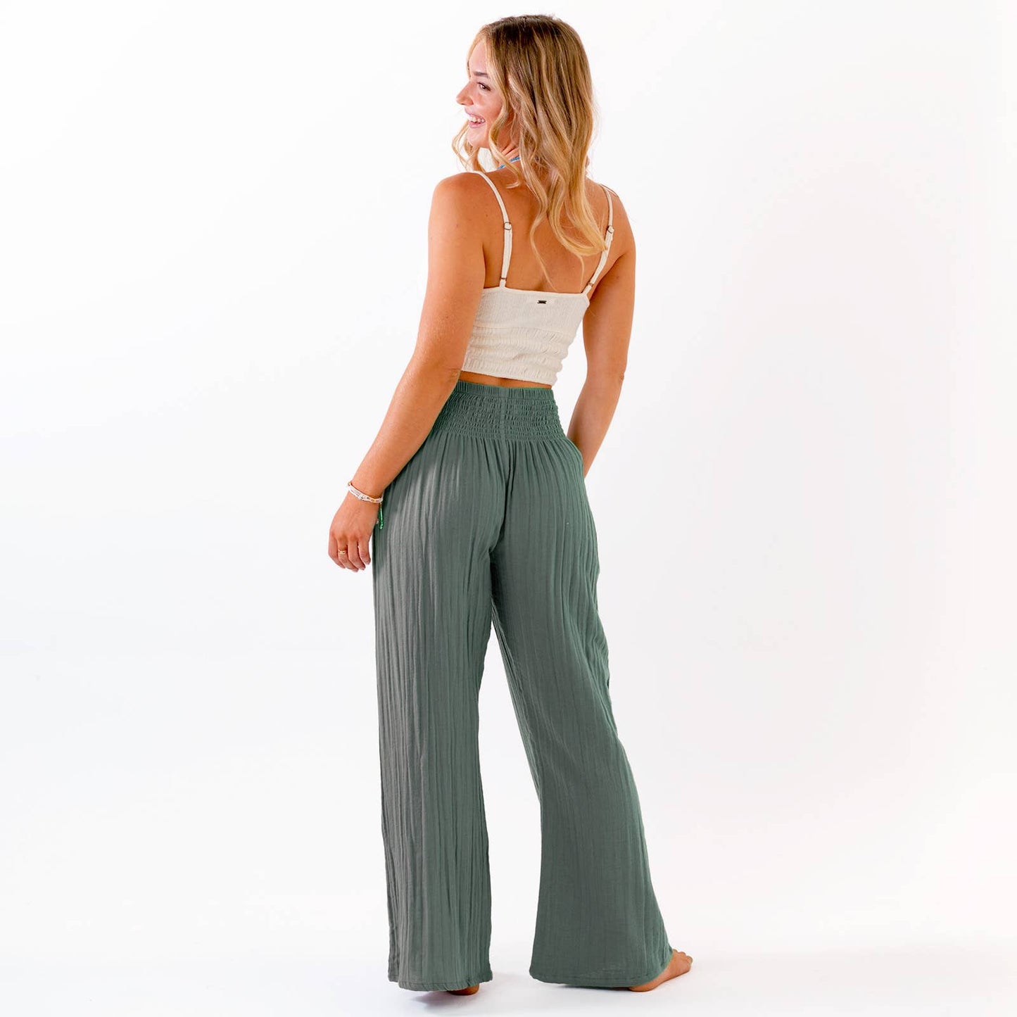 Sage Wide Leg Cotton Pants