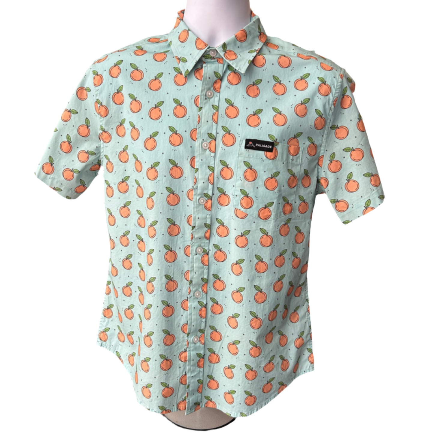 Peachy Cartoon Button Up Camp Shirt