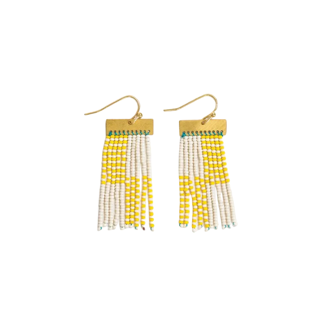 Scout Rectangular Hanger Blocks w/ Stripes Earrings - Lemon - Ink + Alloy