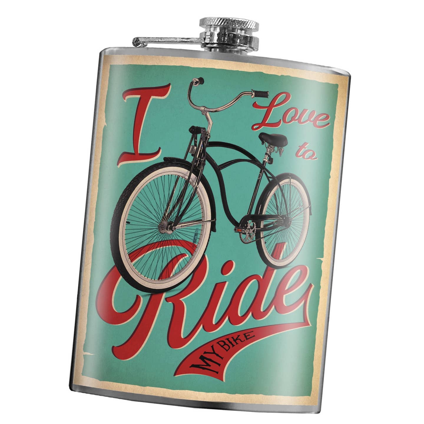 Stainless Steel Flask - I Love To Ride My Bike