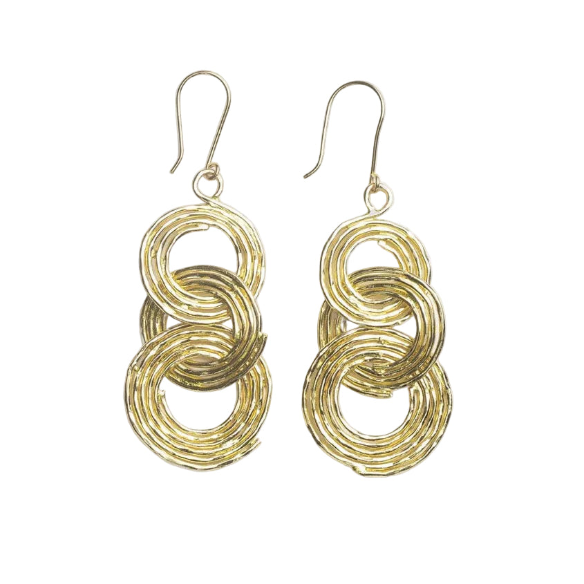 Sloane Spiral Interlinking Circles Drop Earrings - Brass - Ink + Alloy