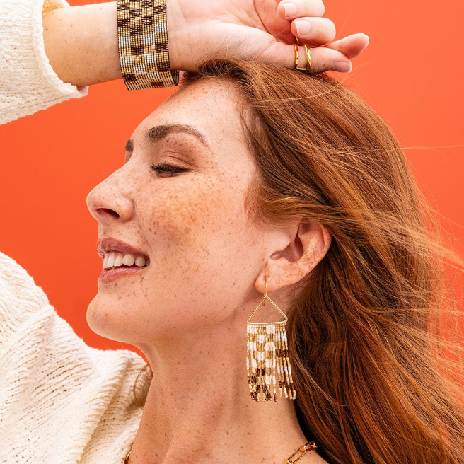 Paige Ombré Check Earrings Mixed Metallic - Ink + Alloy