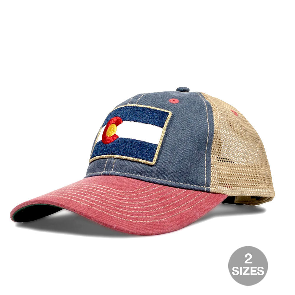 Vintage Denim Flag Patch Trucker Hat
