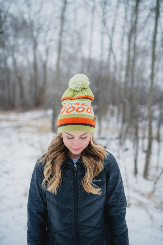 It's All Good Pom Beanie - Green/Orange