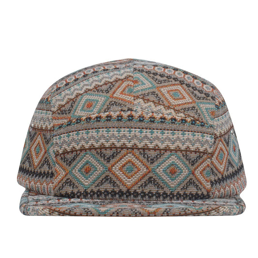 Multi Color Jacquard 5 Panel Hat Camp Cap