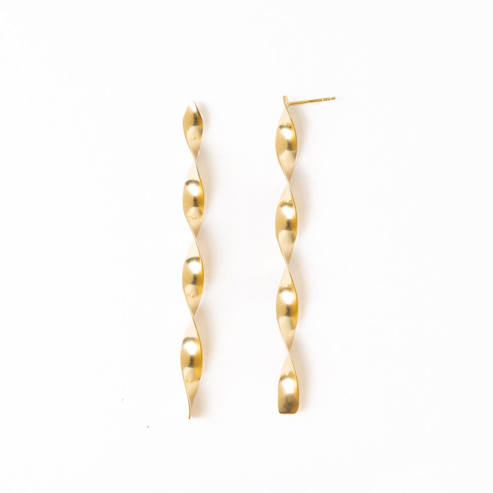Piper Twisted Ribbon Drop Earrings - Brass - Ink + Alloy