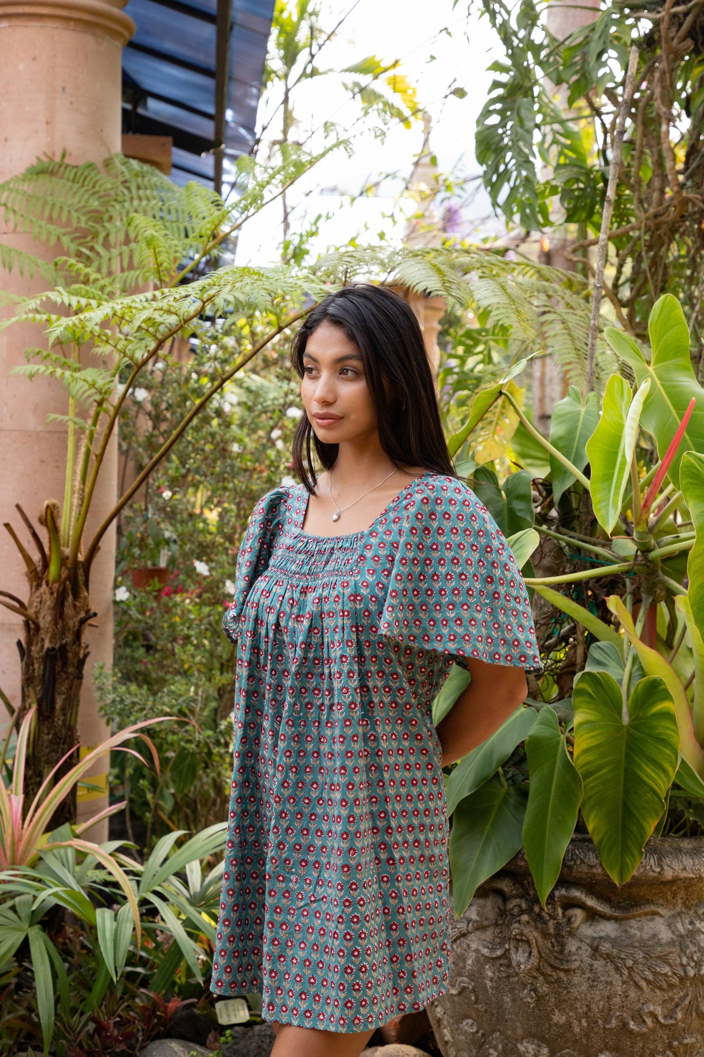 Block Printed Mini Dress (Sanvi dress) - Neptune