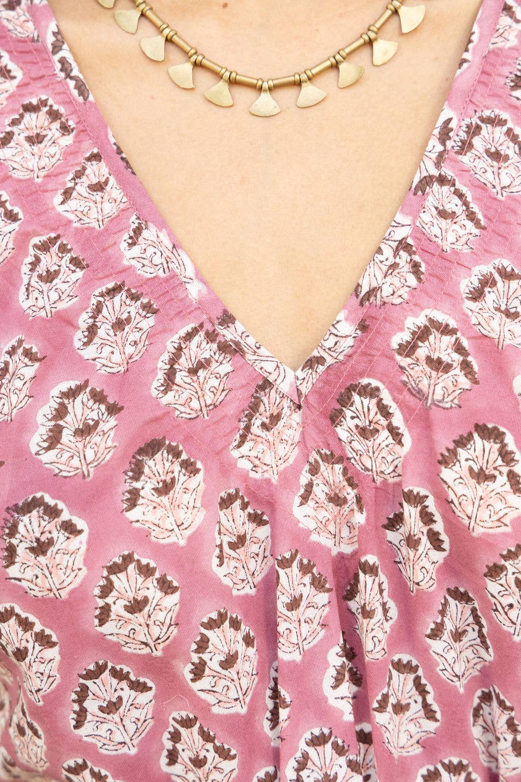 Block Printed Cotton Maxi Dress (Imara dress: Rose)