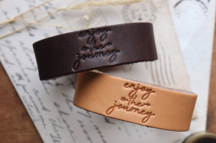 Enjoy The Journey Stamped Leather Cuff Bracelet