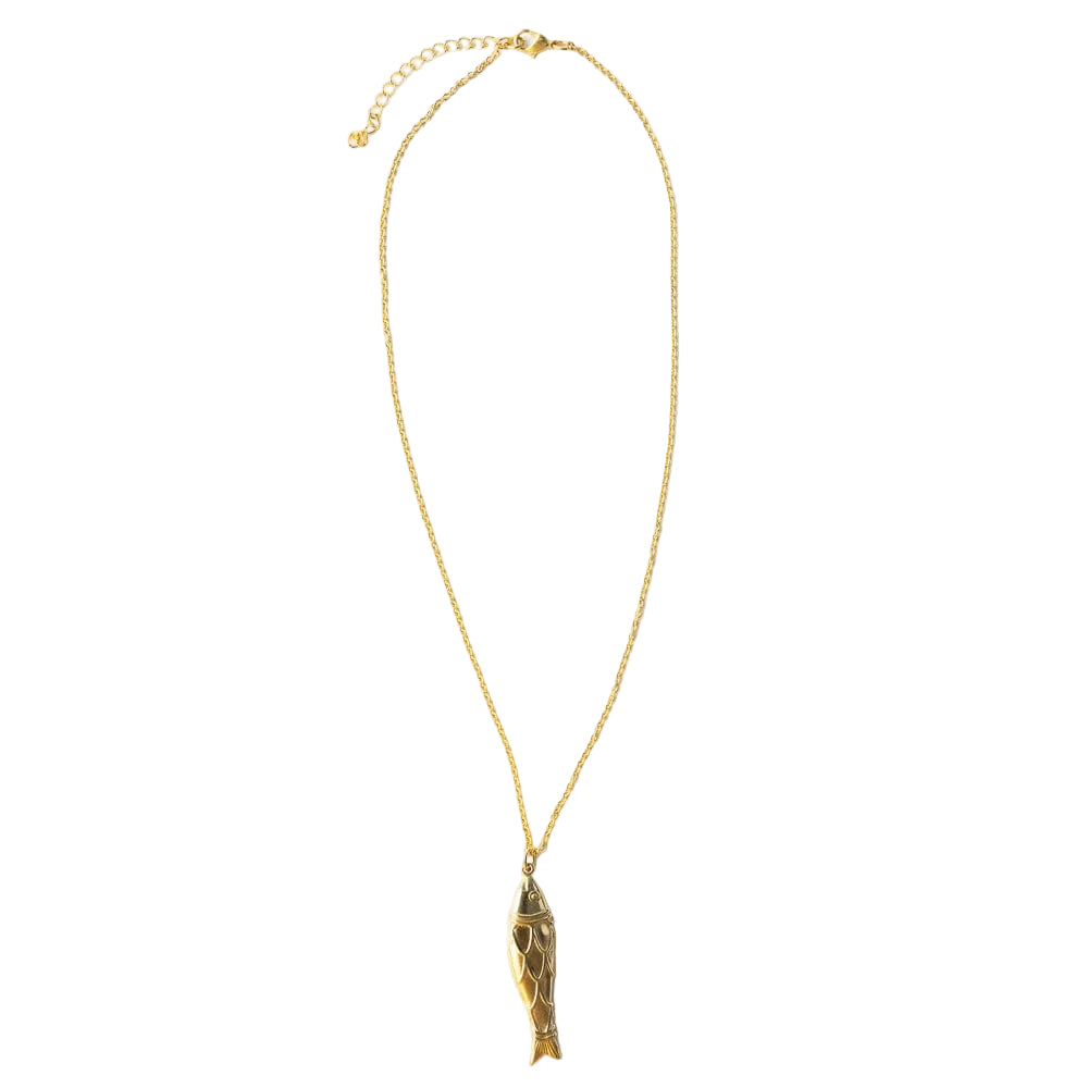 Sally Fish Dimensional Necklace - Brass - Ink + Alloy