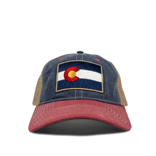 Vintage Denim Flag Patch Trucker Hat