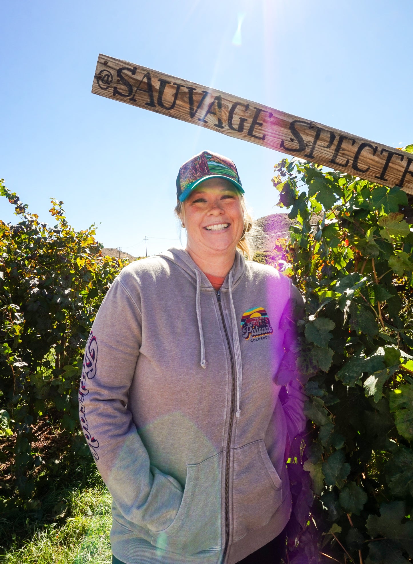 Palisade Grand Mesa Sunset Zip Up Hoodie - Light Gray