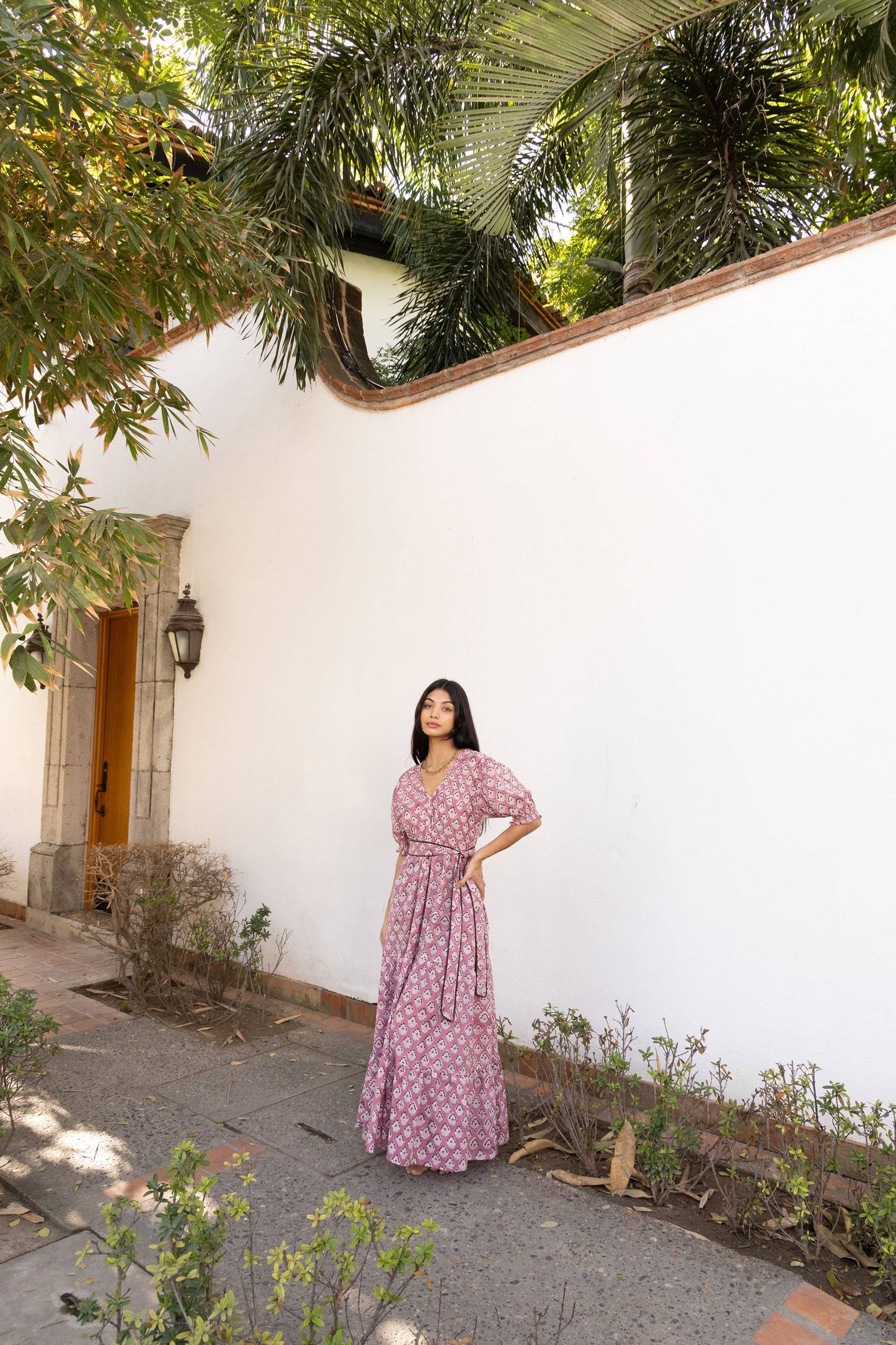 Block Printed Cotton Maxi Dress (Imara dress: Rose)