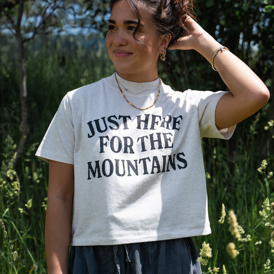 Just Here For The Mountains Ladies Boxy Tee