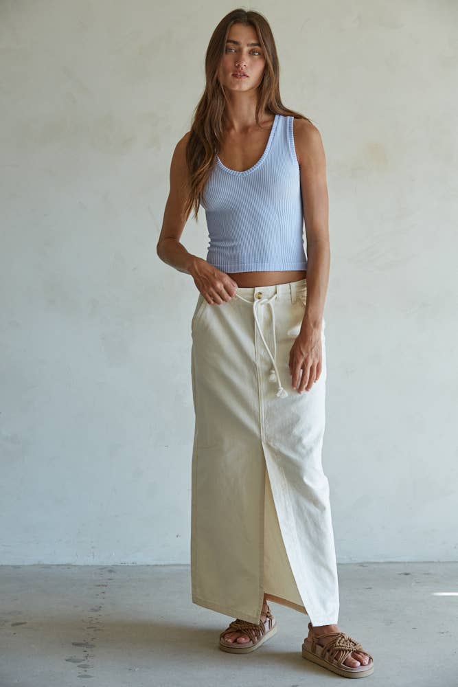 Seamless Knit Nylon Spandex Ribbed V-Neck Tank