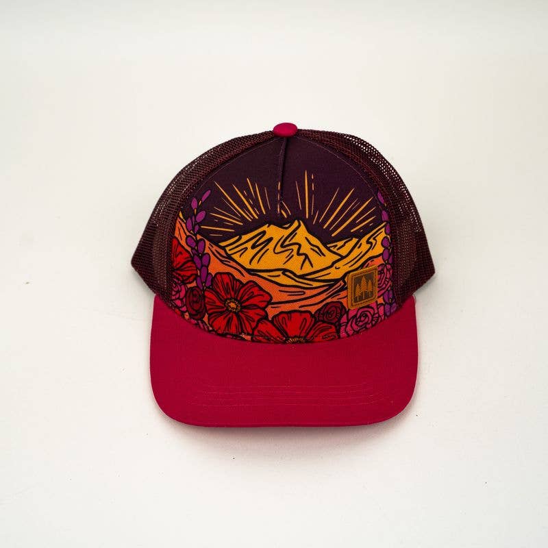 Floral Mountain Kids Trucker Hat