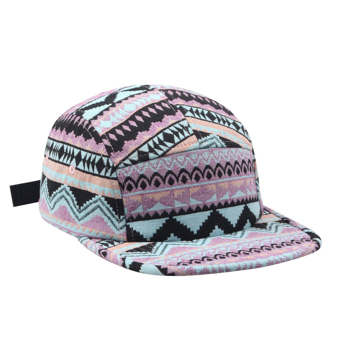 Native Multi Color Jacquard 5 Panel Hat Camp Cap - Brown