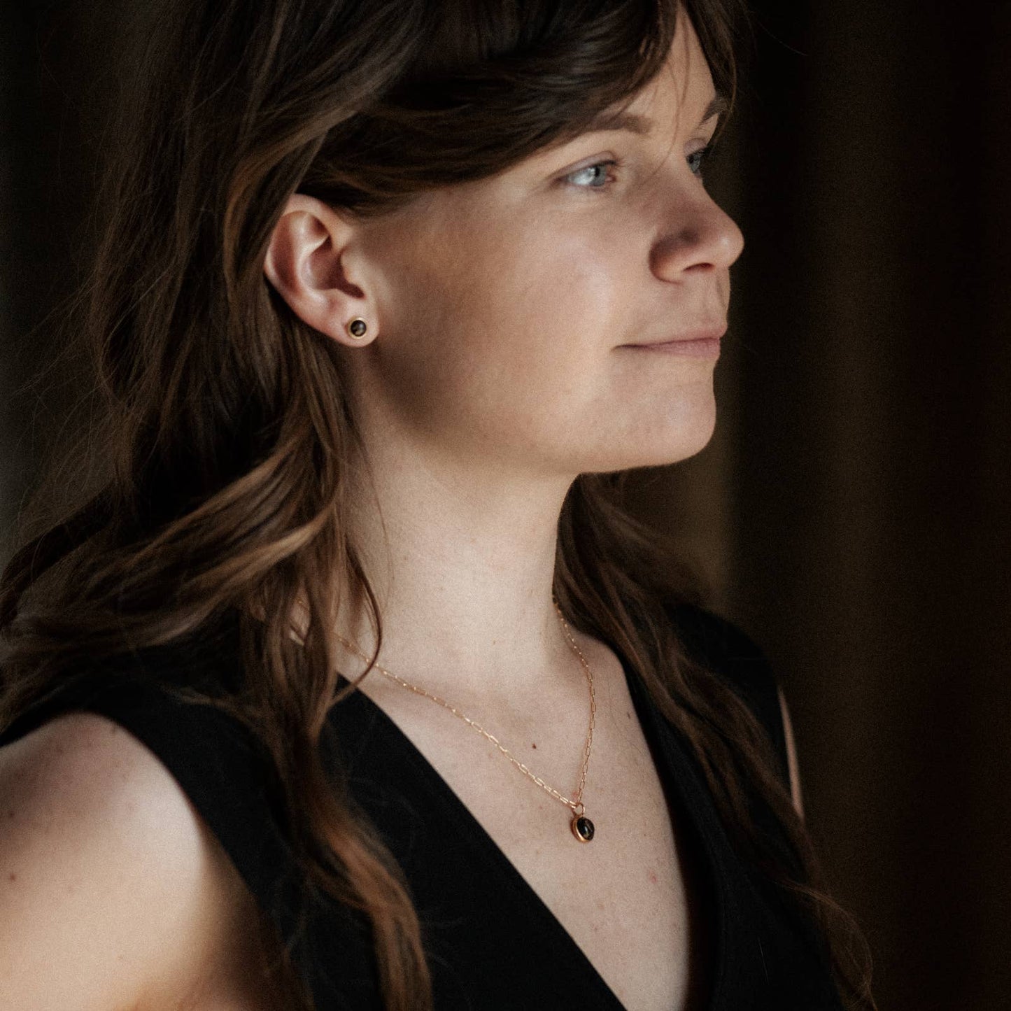 Hyalite Necklace - Copper Obsidian